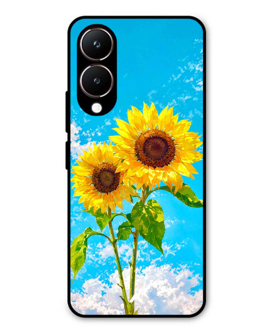 Sunflower Metal Back Cover Phone Case for Vivo Y28