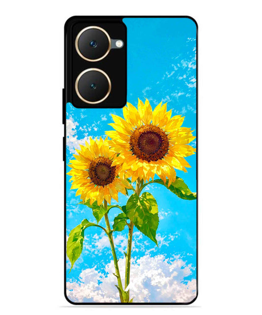Sunflower Metal Back Cover Phone Case for Vivo Y28s