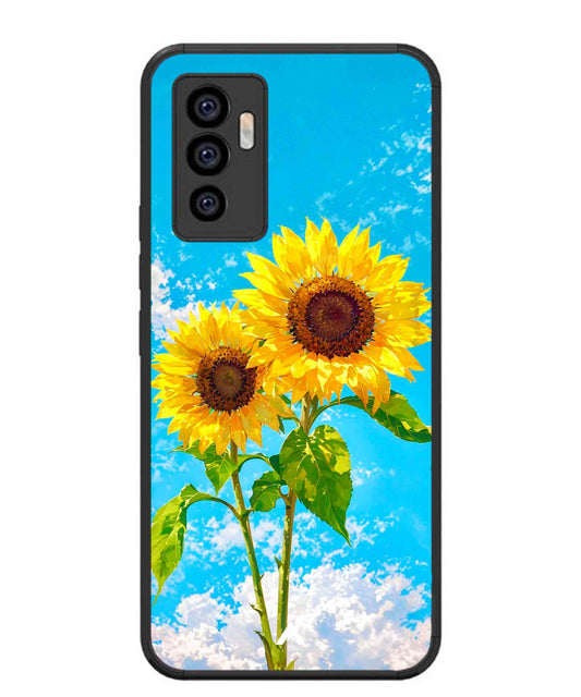 Sunflower Metal Back Cover Phone Case for Vivo Y75 4G