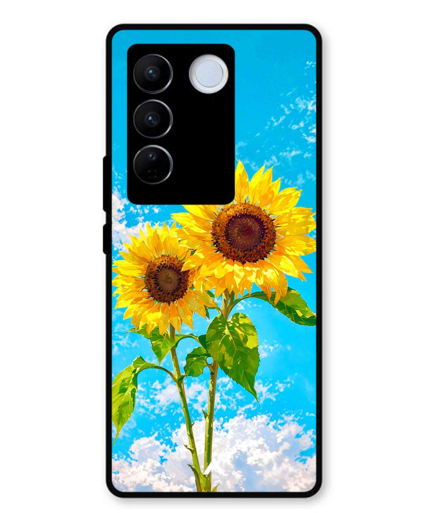 Sunflower Metal Back Cover Phone Case for Vivo v27e