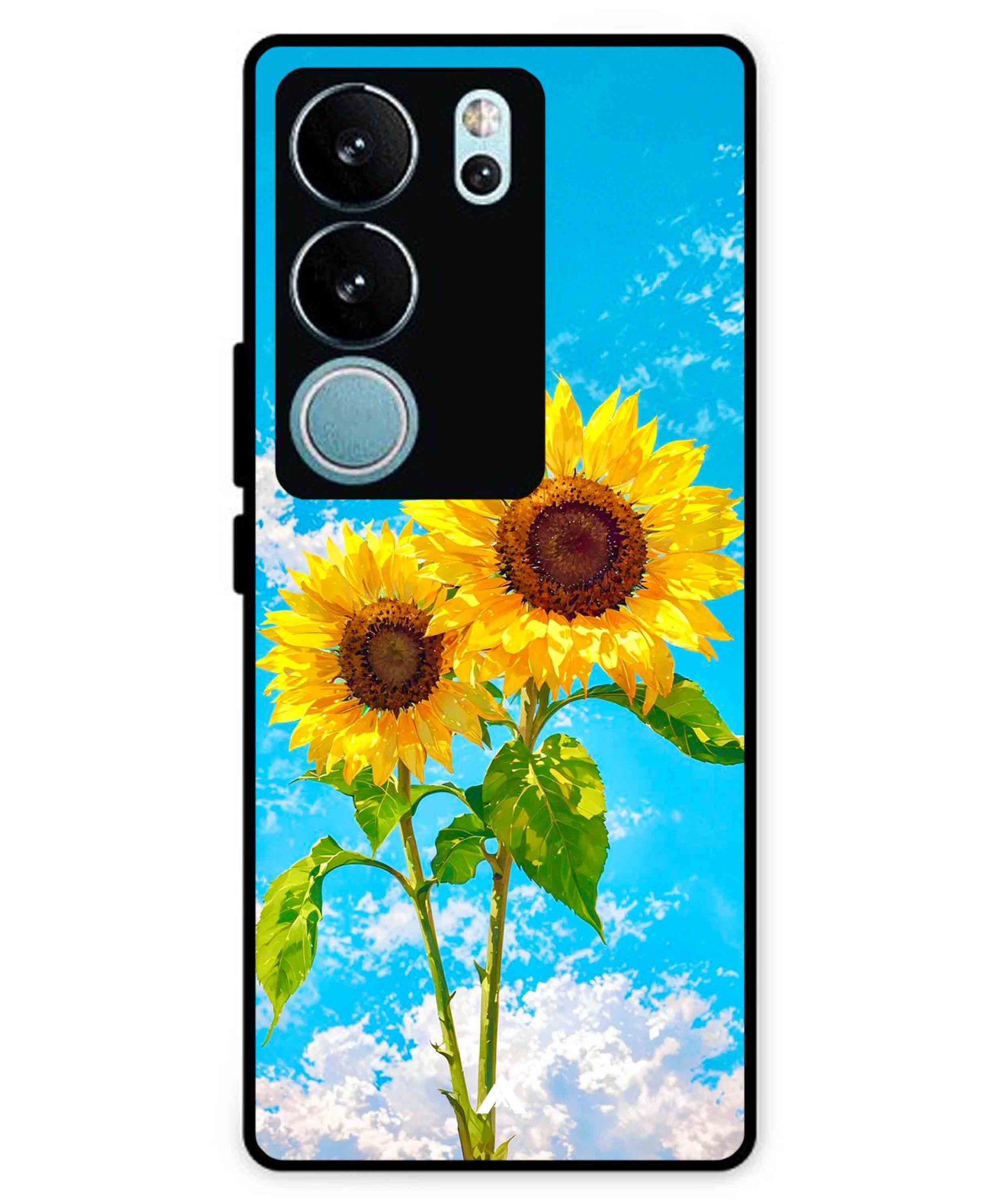 Sunflower Metal Back Cover Phone Case for Vivo v29
