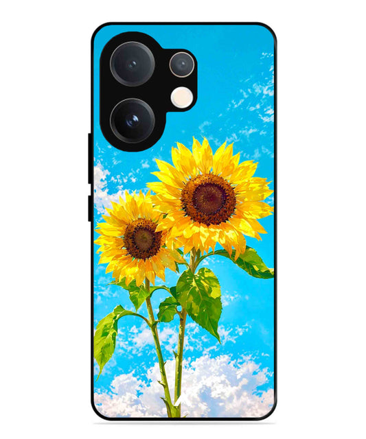 Sunflower Metal Back Cover Phone Case for Vivo v60
