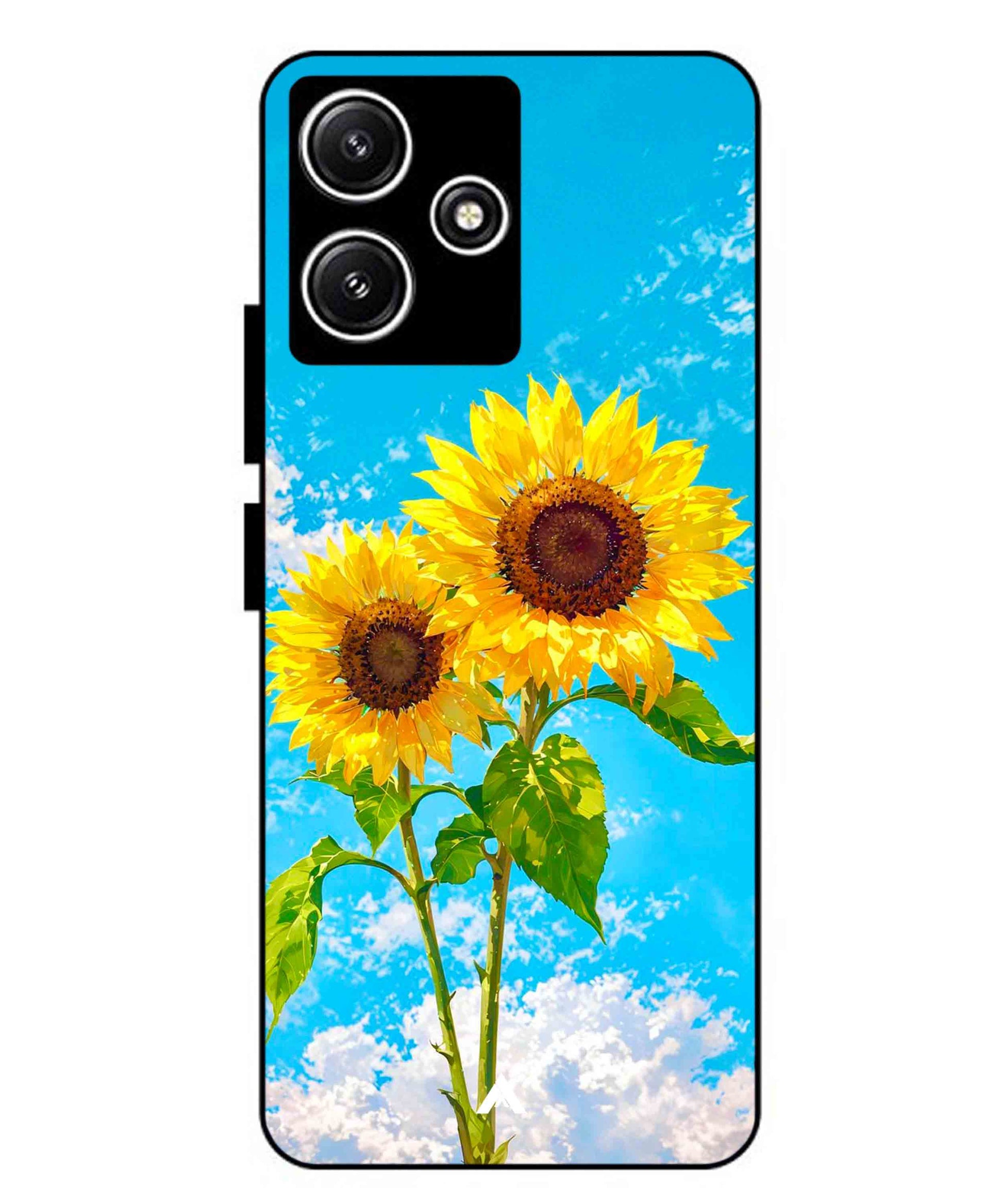 Sunflower Metal Back Cover Phone Case for Xiaomi Redmi 12 5G