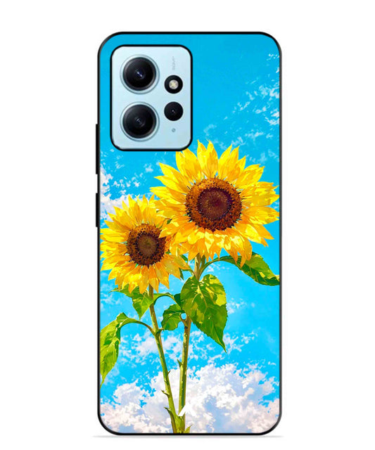 Sunflower Metal Back Cover Phone Case for Xiaomi Redmi Note 12 4G