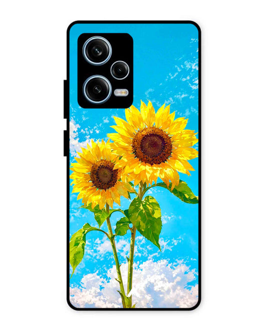 Sunflower Metal Back Cover Phone Case for Xiaomi Redmi Note 12 Pro Plus