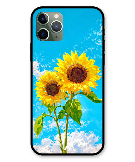 Sunflower Metal Back Cover Phone Case for iPhone 11 Pro
