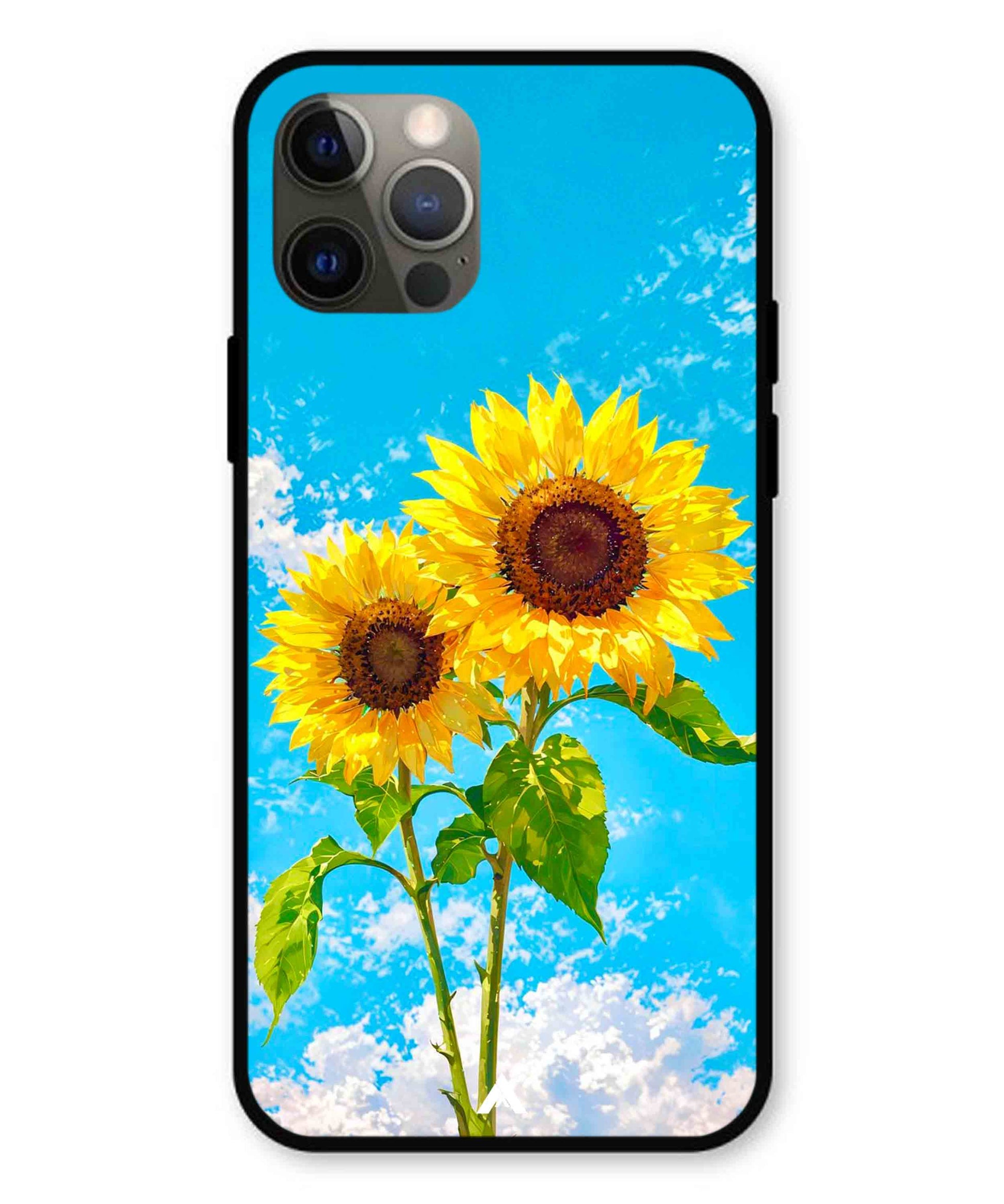 Sunflower Metal Back Cover Phone Case for iPhone 12 Pro