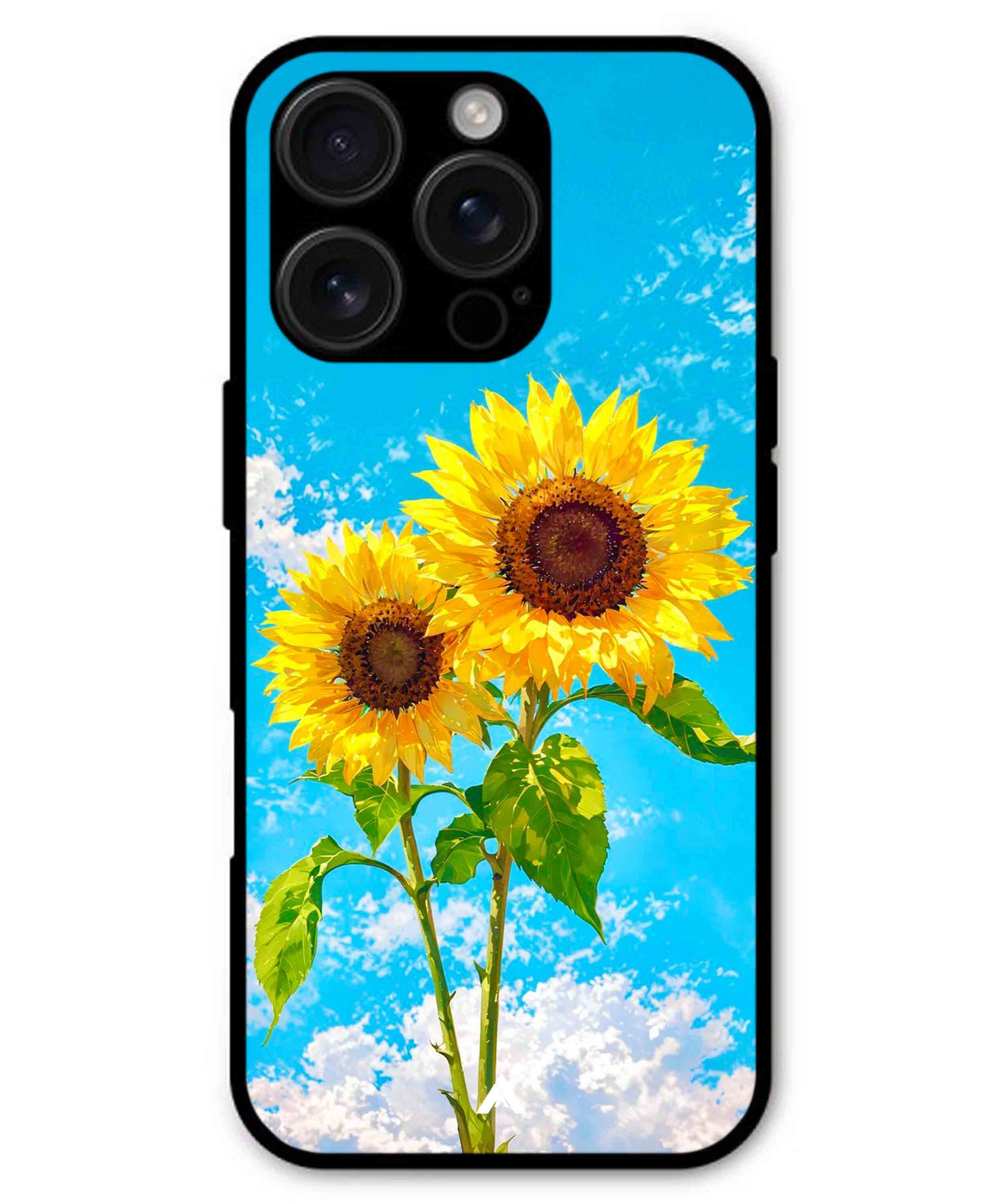 Sunflower Metal Back Cover Phone Case for iPhone 16 ProMax