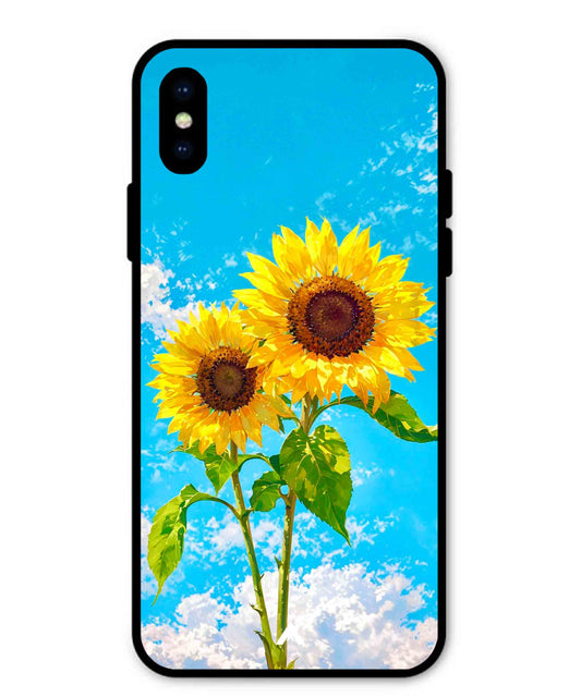 Sunflower Metal Back Cover Phone Case for iPhone X
