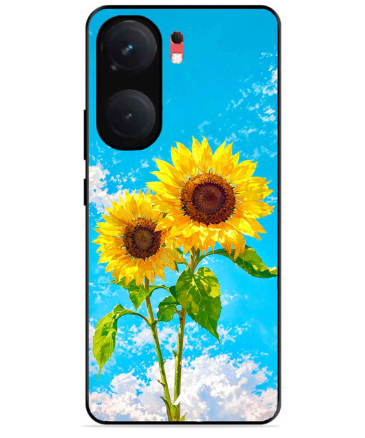 Sunflower Metal Back Cover Phone Case for iQOO Neo 9 Pro
