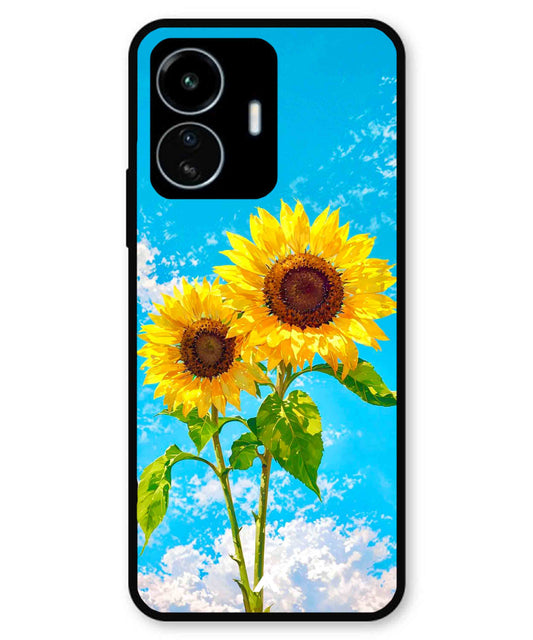 Sunflower Metal Back Cover Phone Case for iQOO Z6 Lite