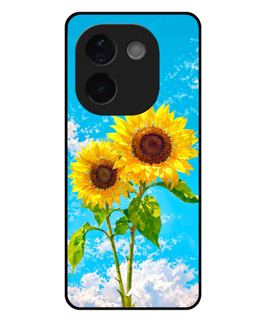 Sunflower Metal Back Cover Phone Case for iQOO Z9s Pro