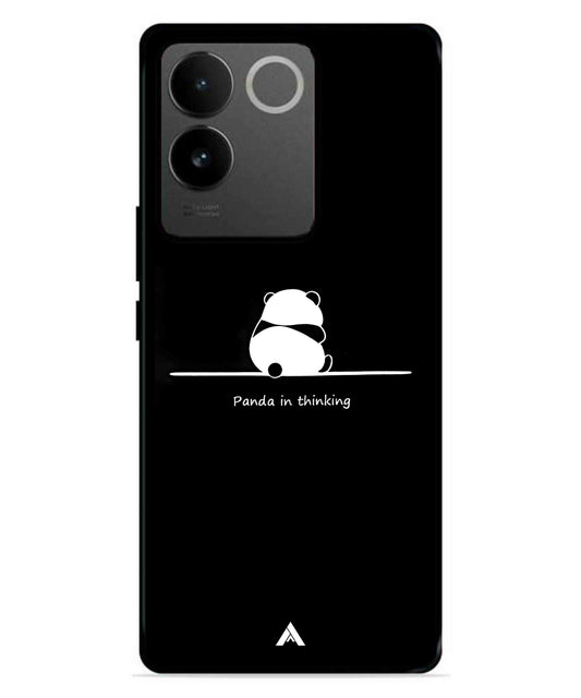 Thinking Panda Metal Back Cover Phone Case for IQOO Z7 Pro