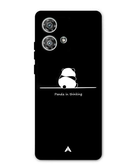 Thinking Panda Metal Back Cover Phone Case for Moto Edge 40 Neo