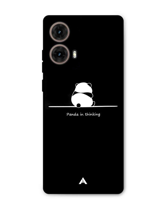 Thinking Panda Metal Back Cover Phone Case for Moto Edge 50 Fusion