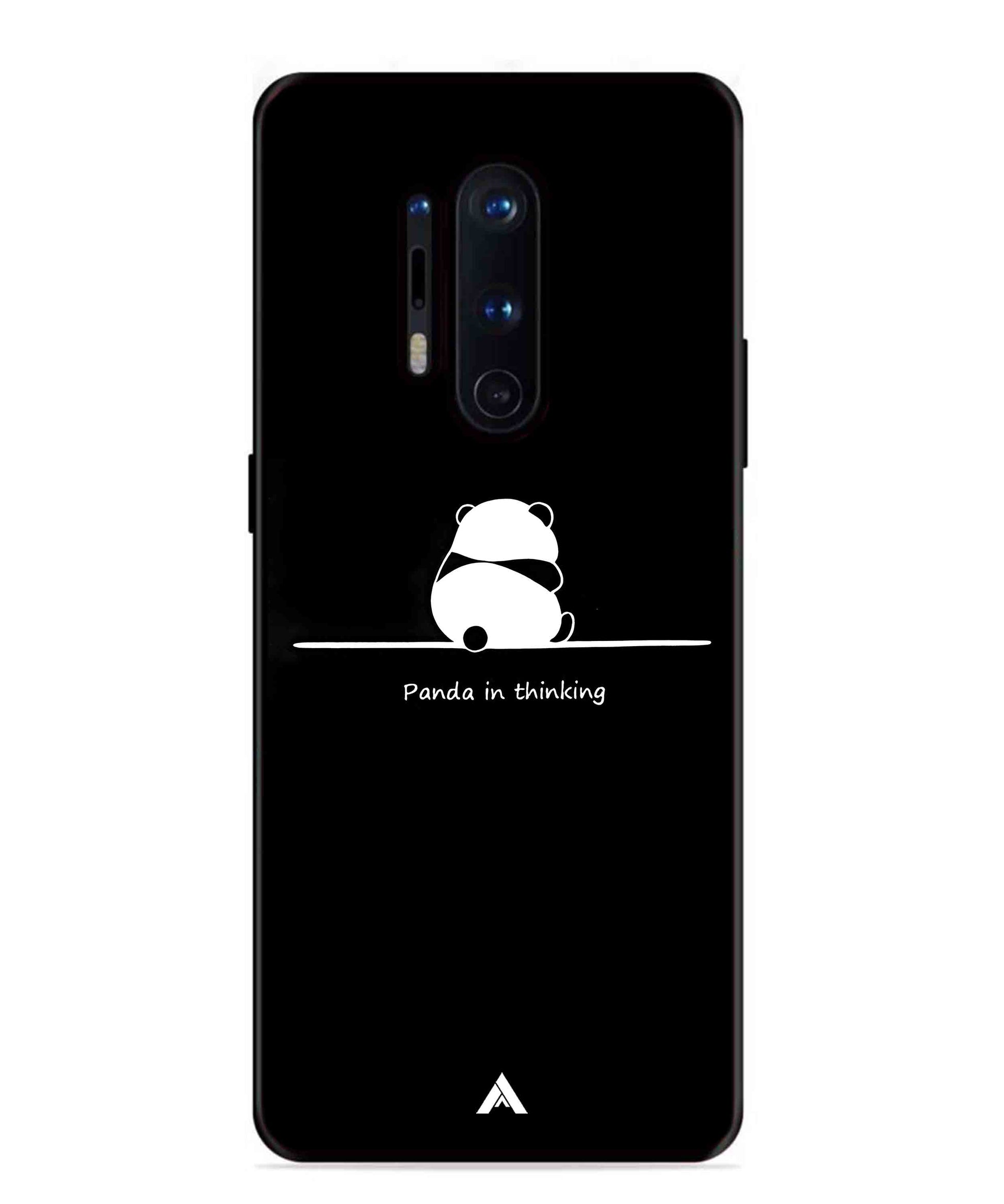 Thinking Panda Metal Back Cover Phone Case for Oneplus 8 Pro