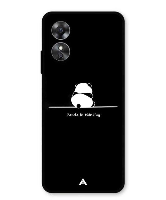 Thinking Panda Metal Back Cover Phone Case for Oppo A17K