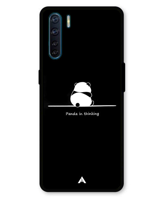 Thinking Panda Metal Back Cover Phone Case for Oppo F15