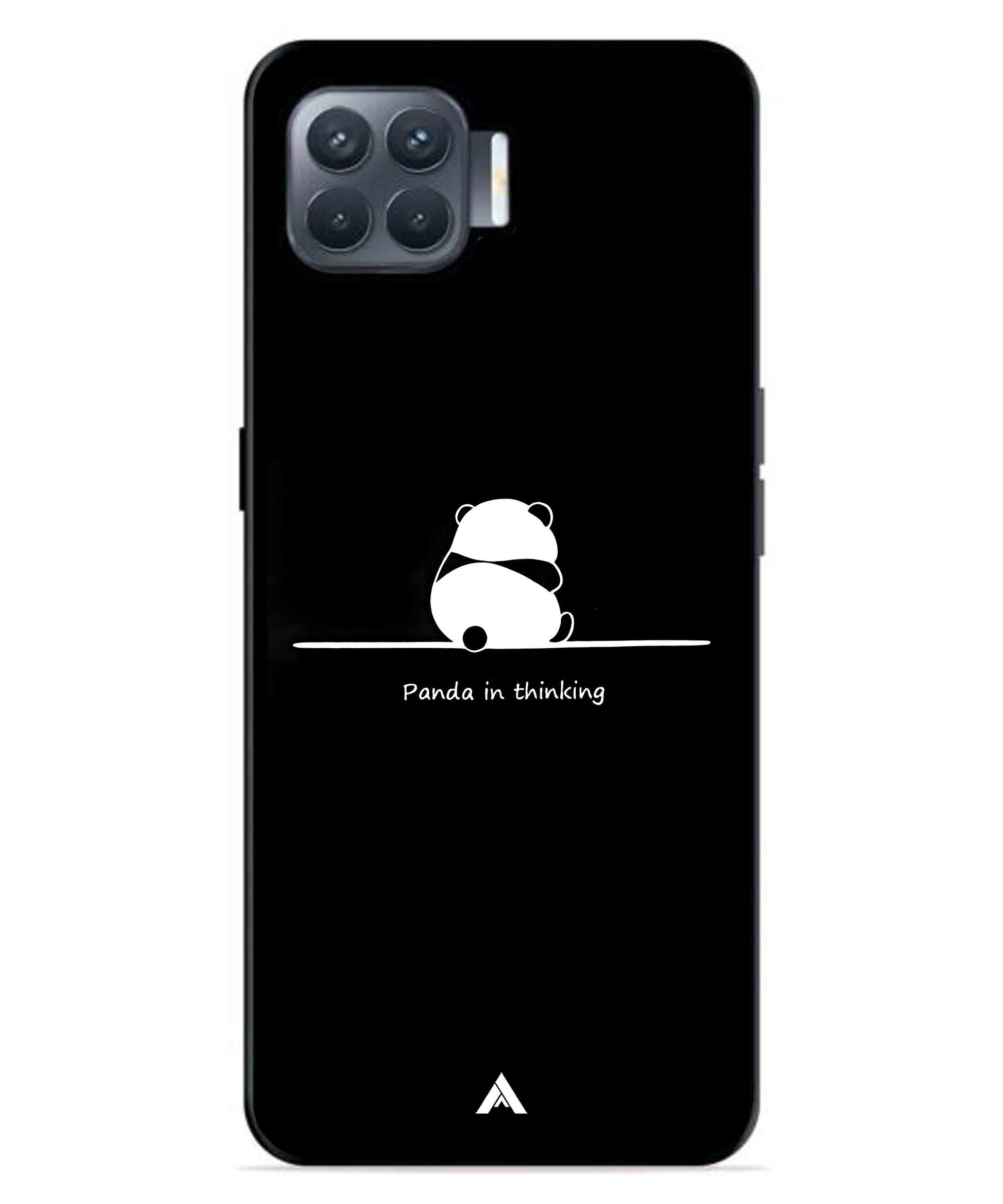 Thinking Panda Metal Back Cover Phone Case for Oppo F17 Pro