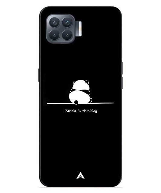 Thinking Panda Metal Back Cover Phone Case for Oppo F17 Pro