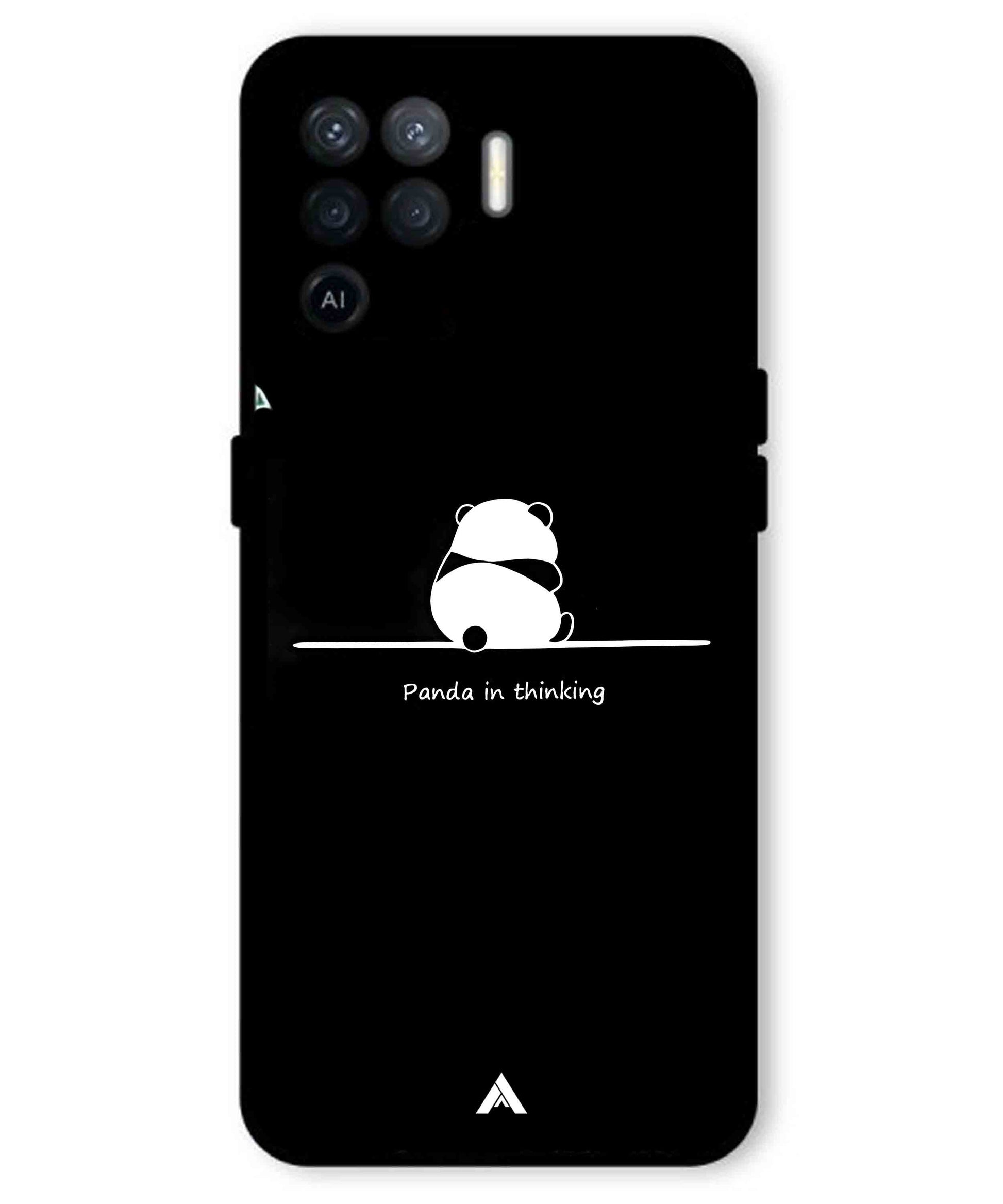 Thinking Panda Metal Back Cover Phone Case for Oppo F19 Pro