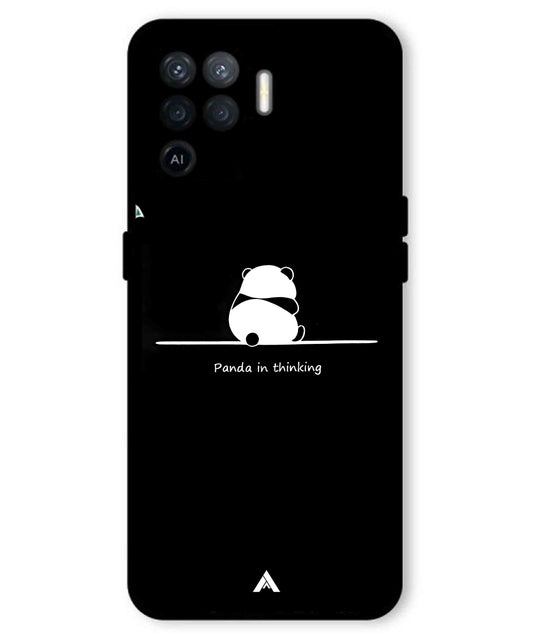 Thinking Panda Metal Back Cover Phone Case for Oppo F19 Pro