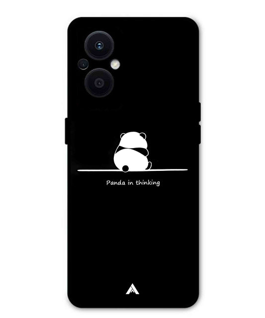 Thinking Panda Metal Back Cover Phone Case for Oppo F21 Pro 5G