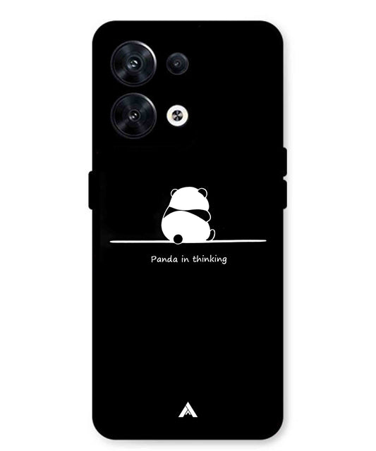 Thinking Panda Metal Back Cover Phone Case for Oppo Reno 10