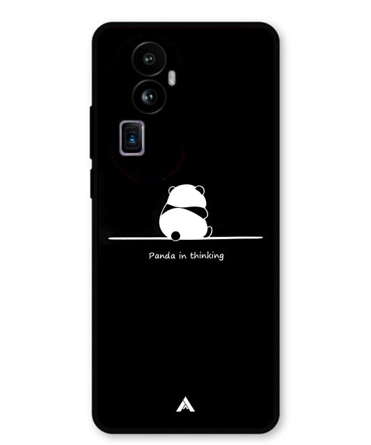 Thinking Panda Metal Back Cover Phone Case for Oppo Reno 10 Pro Plus
