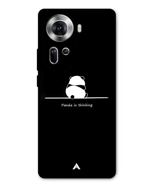 Thinking Panda Metal Back Cover Phone Case for Oppo Reno 11