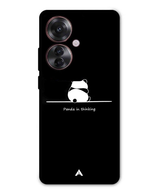 Thinking Panda Metal Back Cover Phone Case for Oppo Reno 11F