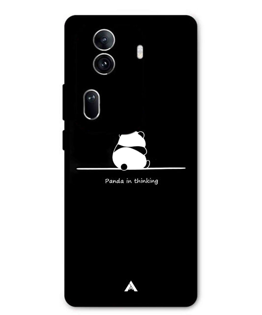 Thinking Panda Metal Back Cover Phone Case for Oppo Reno 11 Pro