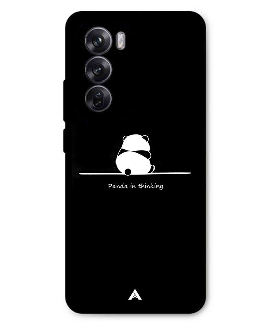 Thinking Panda Metal Back Cover Phone Case for Oppo Reno 12 Pro