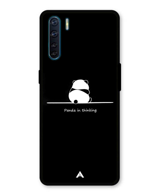 Thinking Panda Metal Back Cover Phone Case for Oppo Reno 3