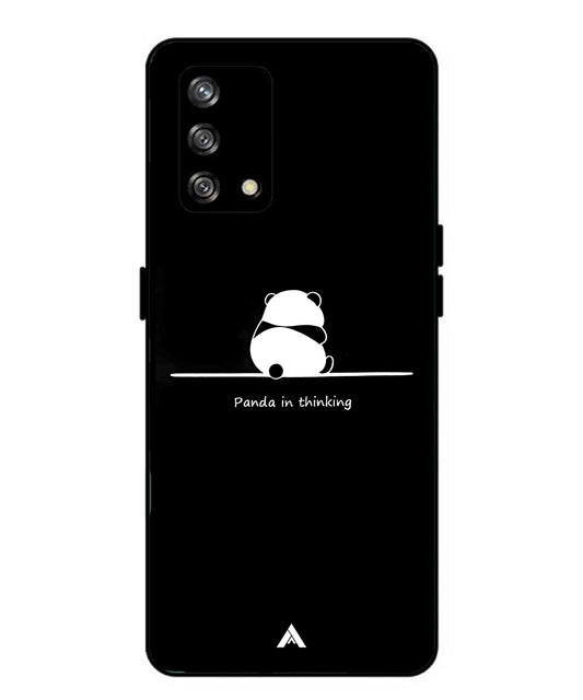 Thinking Panda Metal Back Cover Phone Case for Oppo Reno 4F