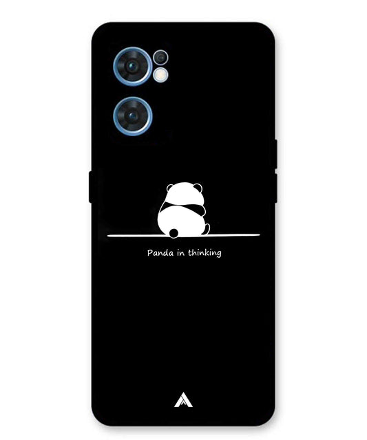 Thinking Panda Metal Back Cover Phone Case for Oppo Reno 7 4G