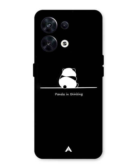 Thinking Panda Metal Back Cover Phone Case for Oppo Reno 8