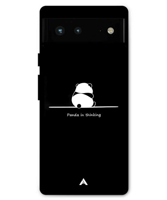 Thinking Panda Metal Back Cover Phone Case for Pixel 6 Pro