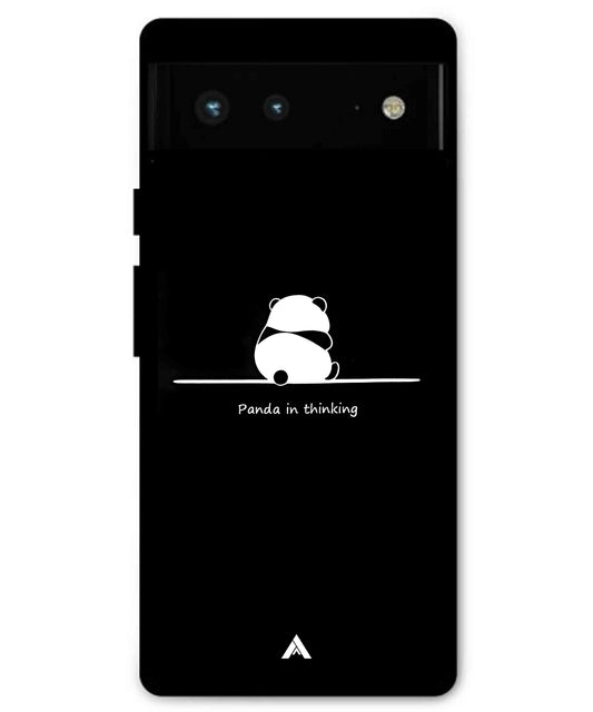 Thinking Panda Metal Back Cover Phone Case for Pixel 7 Pro