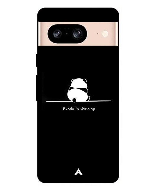 Thinking Panda Metal Back Cover Phone Case for Pixel 8