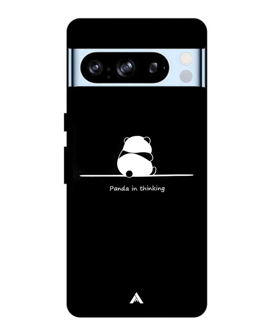 Thinking Panda Metal Back Cover Phone Case for Pixel 8 Pro