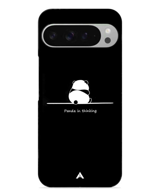 Thinking Panda Metal Back Cover Phone Case for Pixel 9 Pro