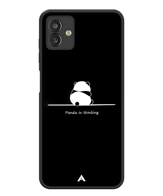 Thinking Panda Metal Back Cover Phone Case for Samsugn Galaxy M13 5G