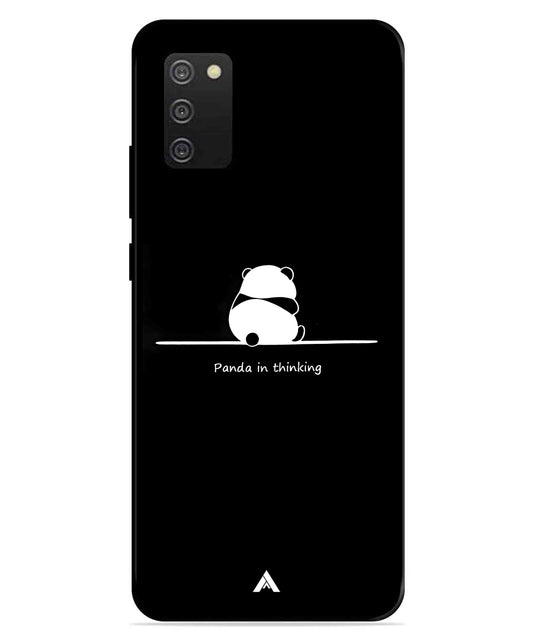 Thinking Panda Metal Back Cover Phone Case for Samsung Galaxy A03s