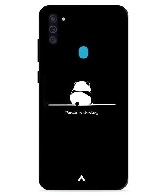 Thinking Panda Metal Back Cover Phone Case for Samsung Galaxy A11