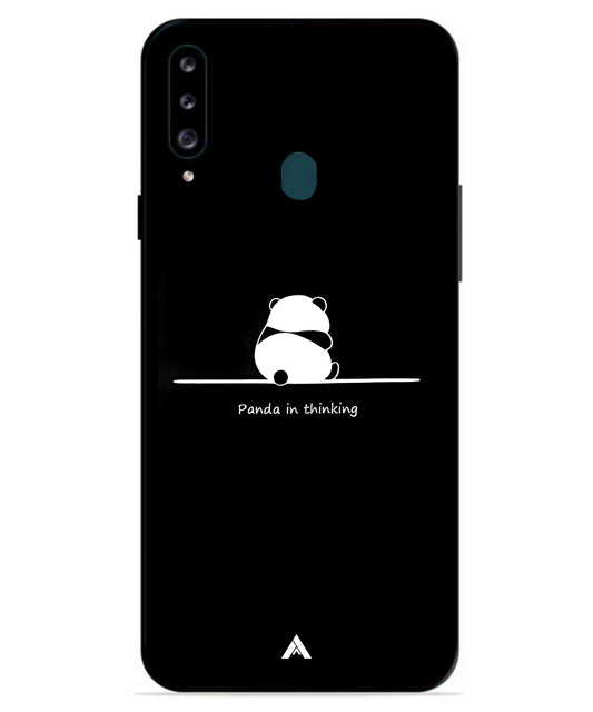 Thinking Panda Metal Back Cover Phone Case for Samsung Galaxy A20s