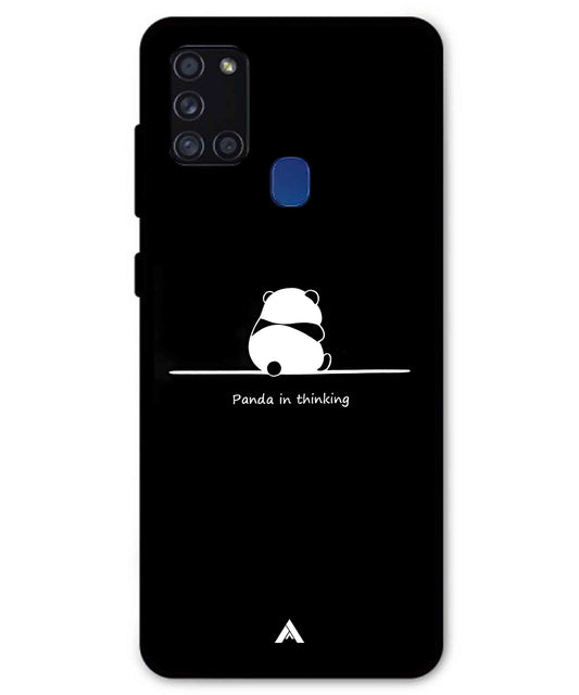 Thinking Panda Metal Back Cover Phone Case for Samsung Galaxy A21s