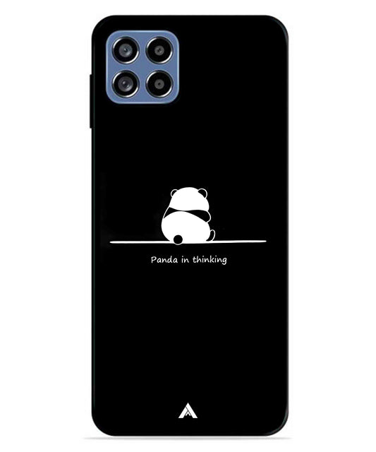 Thinking Panda Metal Back Cover Phone Case for Samsung Galaxy A22 5G
