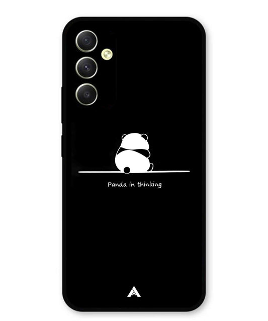 Thinking Panda Metal Back Cover Phone Case for Samsung Galaxy A34 5G