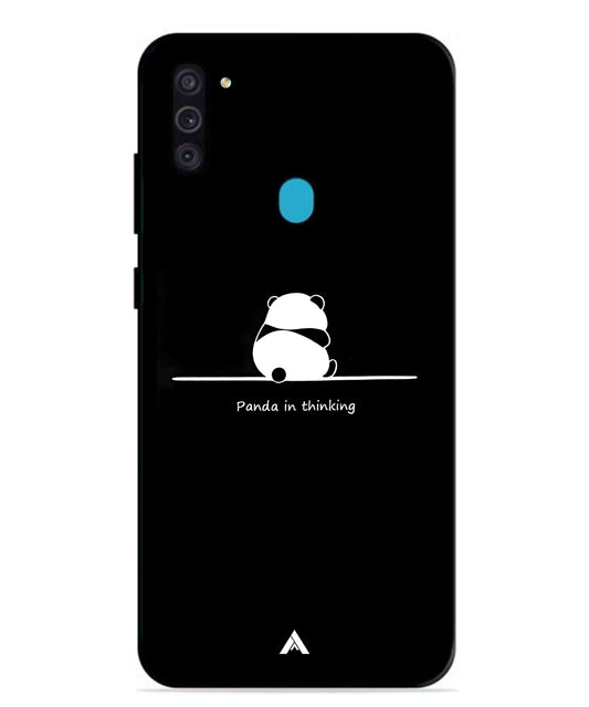 Thinking Panda Metal Back Cover Phone Case for Samsung Galaxy F11